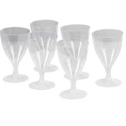Verre bas à pied en plastique transparent réutilisable x6