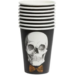 Verre papier Halloween imprimé squelette gentleman noir et blanc x8