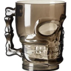 Verre plastique forme tête de mort noir Ø9,5xH12,5cm