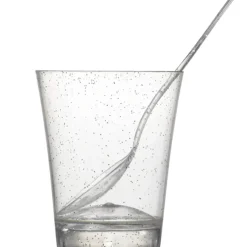 Verrine et cuillère pailletée argentée plastique x12