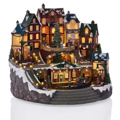 Village animé lumineux et musical 34 LED