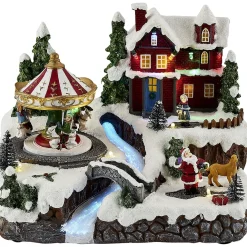 Village de Noël animé lumineux musical 18 LED multicolores