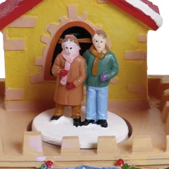 Village de Noël château animé lumineux musical 8 LED multicolore fixe