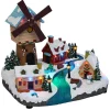 Village de Noël lumineux 18LED avec moulin à vent musical et animé H22cm