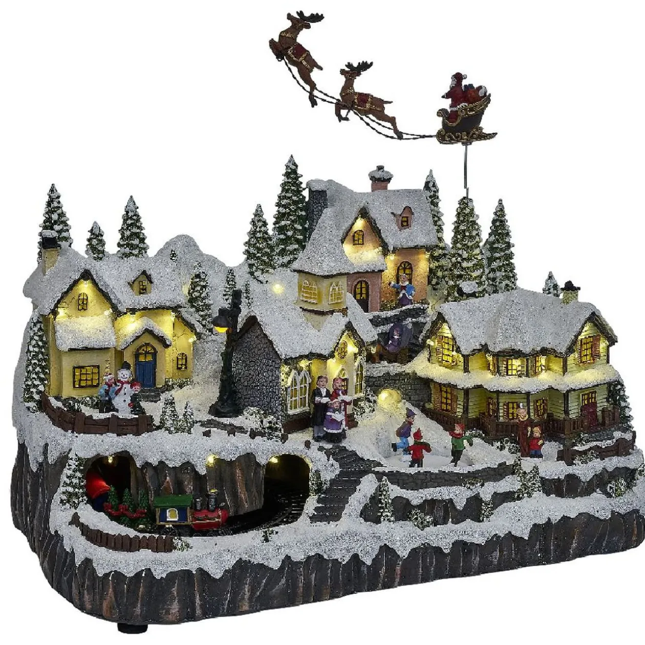 Village de Noël lumineux 42LED blanc chaudmusical et animé